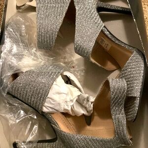 Christian Siriano Sparkling Silver Lily Heels -Brand New, still in box!